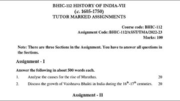 BHIC 112 IGNOU SOLVED ASSIGNMENT 2022 2023 ENGLISH HISTORY OF INDIA VII c 1605 1750