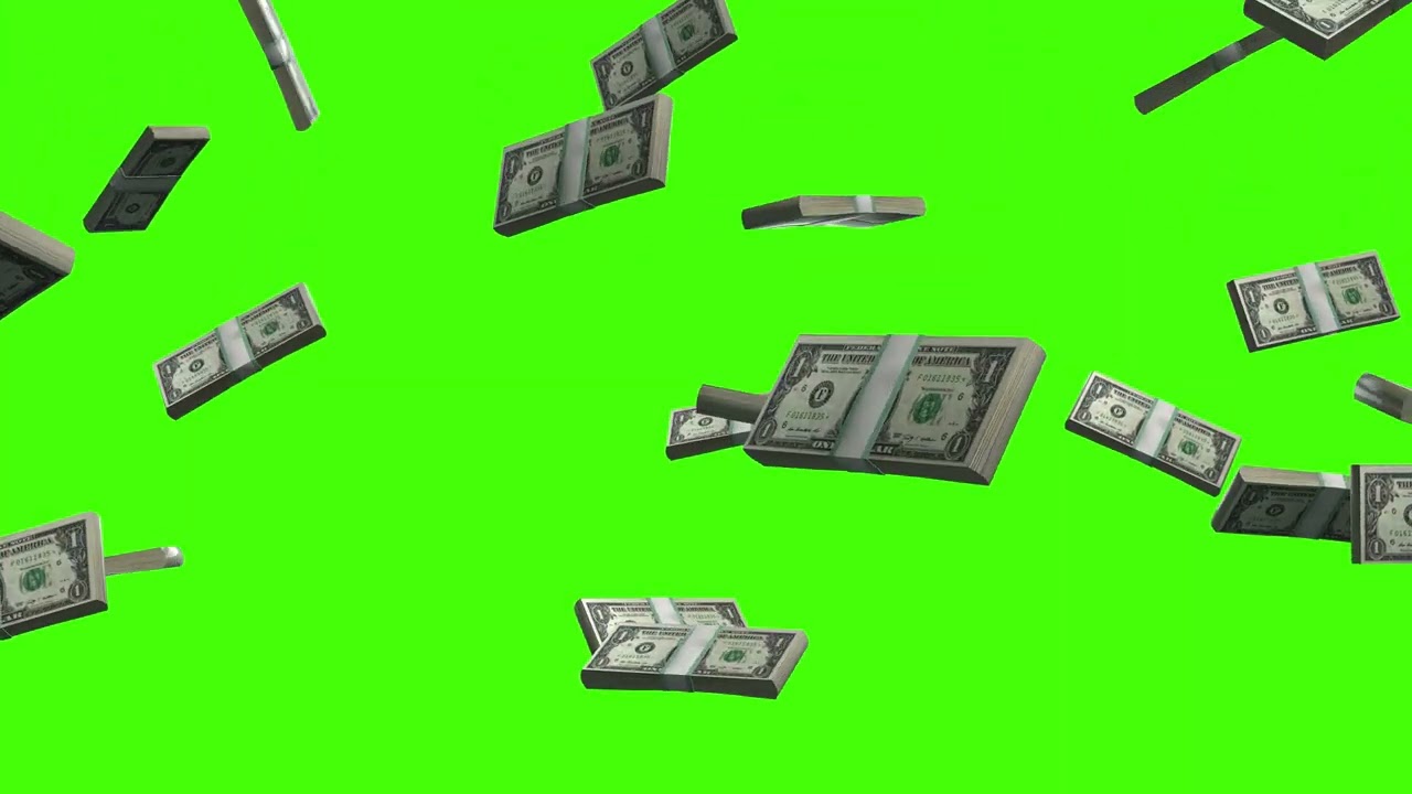 3d money Explosion Green Screen