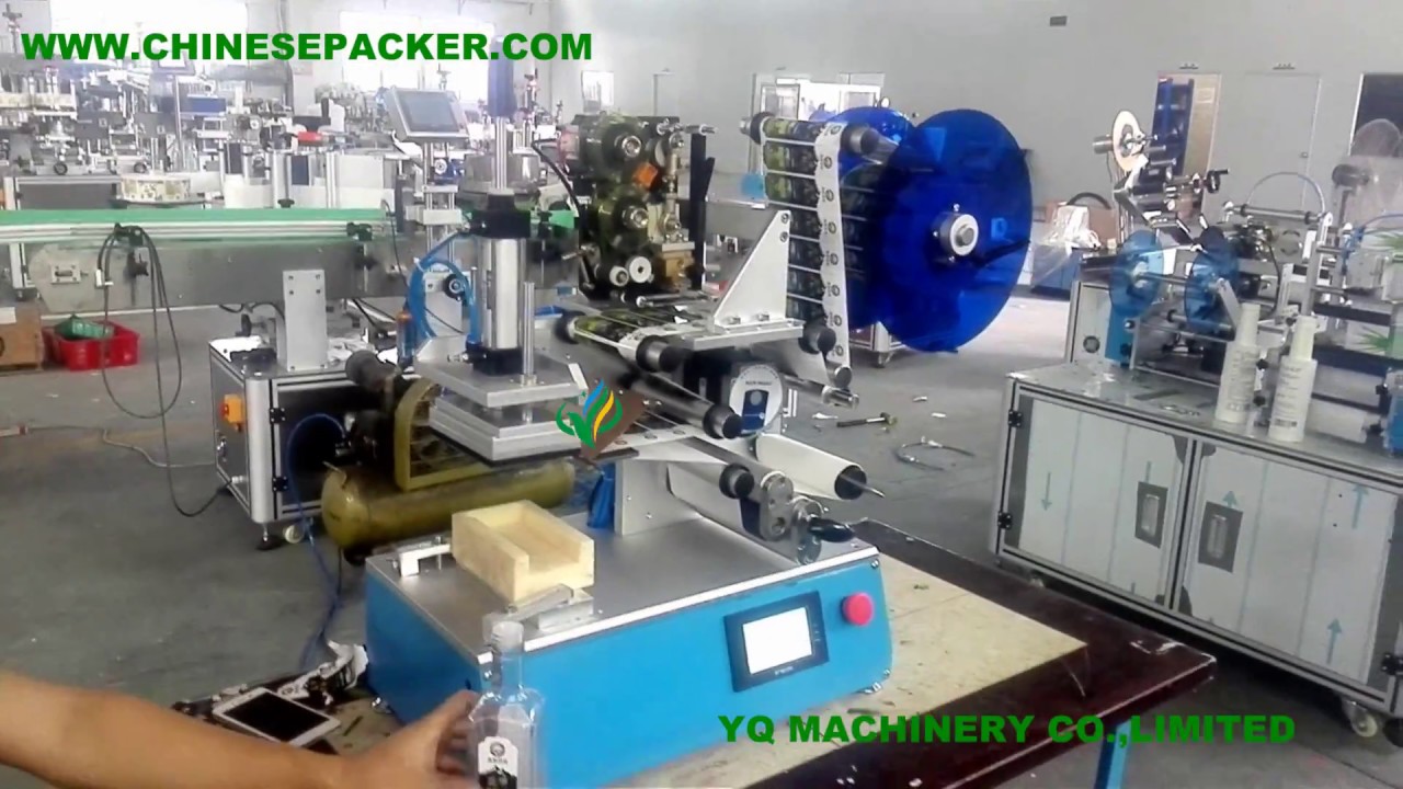 Desktop two sided labeler video for square oval flat container bottle labeling machine