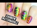Rainbow Watermarble Nails