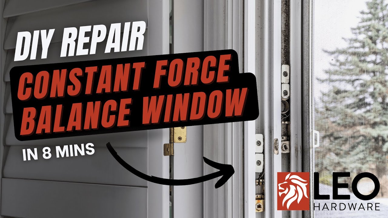 Constant force balance window repair — worn hung window balances in the jamb channel on the video thumbnail