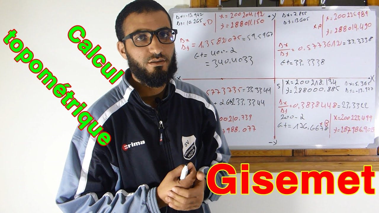 كيفية حساب الزاوية والمسافة بين نقطتين Calcul gisement distance entre deux points