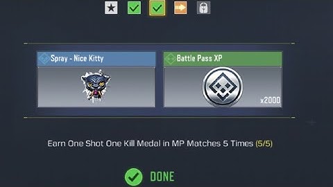 COD Mobile Earn One Shot One Kill Medal in MP Matches 5 Times Task Complete