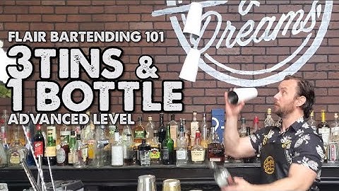 Flair Bartending 101 - A Flashy 3 Tins & 1 Bottle Pour!