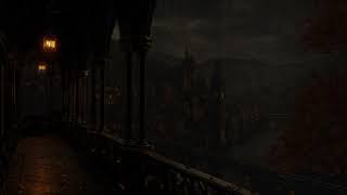 🍂 Autumn Rain on a Castle Balcony | Elegant Noble Estate Ambience for Sleep, Study & Relaxation 🌧️🏰