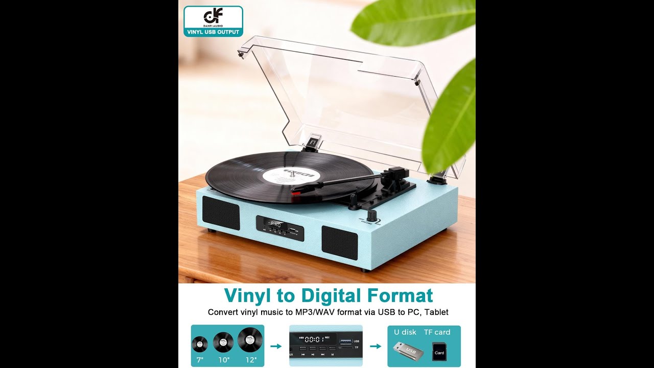 DANFI AUDIO DF Vintage Vinyl Record Player Review - Bluetooth Turntable with USB Recording & EQ