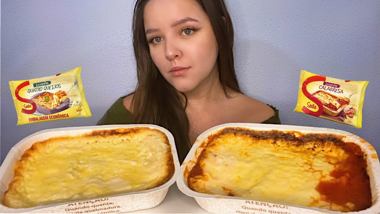 ASMR LASANHA DE CALABRESA E 4 QUEIJOS DA SADIA! MUKBANG BRASIL | CAMILE ASMR