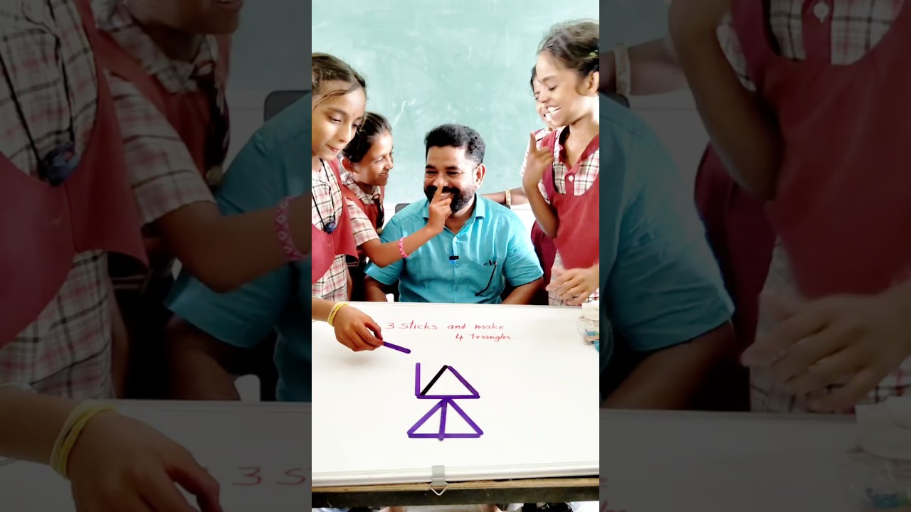 Move 3 sticks and make 4 triangles only #education #iqtest #braintest #youtubeshorts