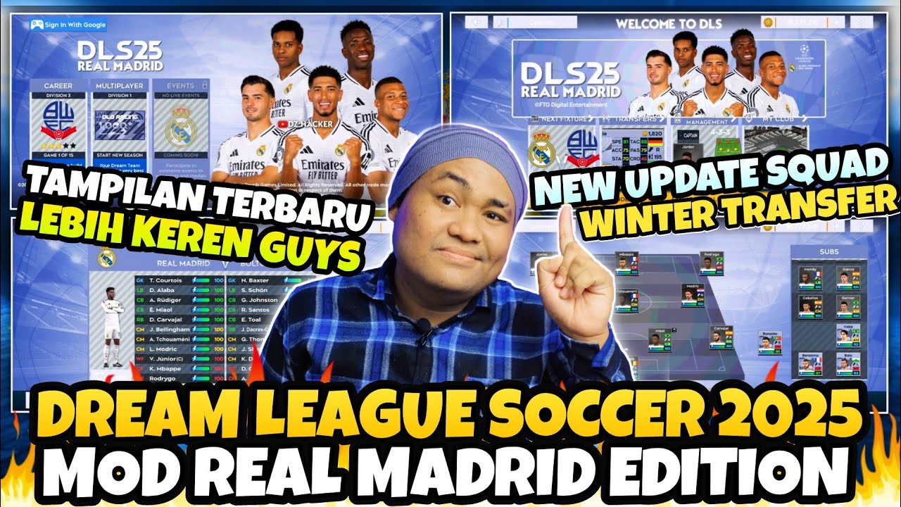 Dream League Soccer 2025 Mod Real Madrid New Update Menu & Winter Transfer 2024/25 | DLS 19 Modpack