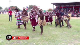 Watch Kavango Governor Dr Samuel Mbambo (in scarf) showcasing slick cultural dance moves