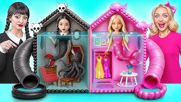 Nhà Đơn Màu Thử thách | Barbie vs Wednesday Nàng Tiên Cá Multi DO Girls