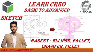 Creo Sketch | Step-by-Step Practical Guide | Gasket - Ellipse, Arc - Racetrack,  chamfer, symmetry |