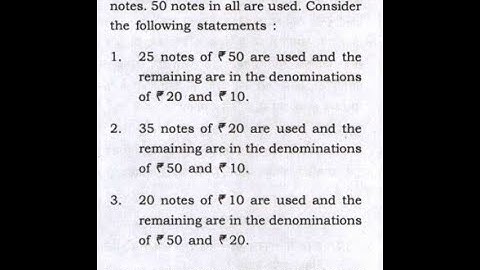 2022/07 __ CSAT PYQ 2022 __ A bill for 1,840 is paid in the denominations of 50, 20 and 10 notes...