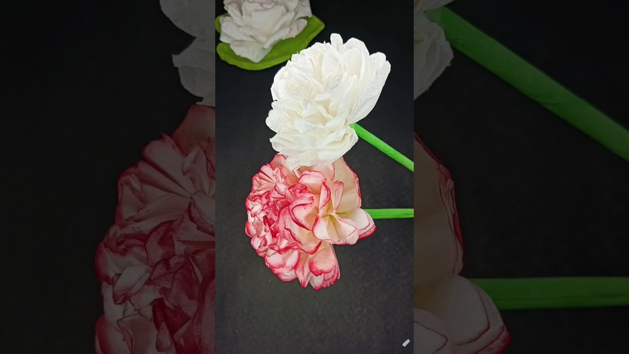How to make Tissue paper flower? DIY paper flower Making for beginners/Craft and Art #DIY #shorts
