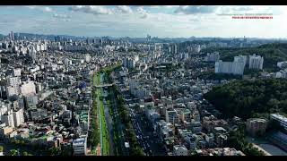 8K 초고화질 북가좌동월드컵현대아파트, 북가좌초등학교, 불광천 서울 서대문구 북가좌동 슬로우모션 드론영상소스 DJI 0453