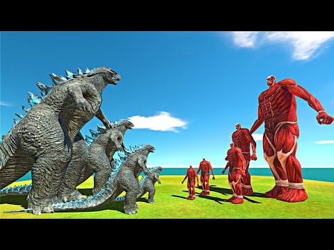 Titan War | Growing Godzilla vs Colossal Titan | Animal Revolt Battle Simulator