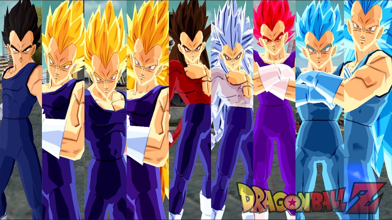 Vegeta Z SSJ,SSJ2,SSJ3,SSJ4,SSJ5,SSJGod,SSJBlue and SSJ3Blue