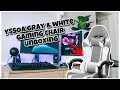 Yssoa gray  white gaming chair unboxing