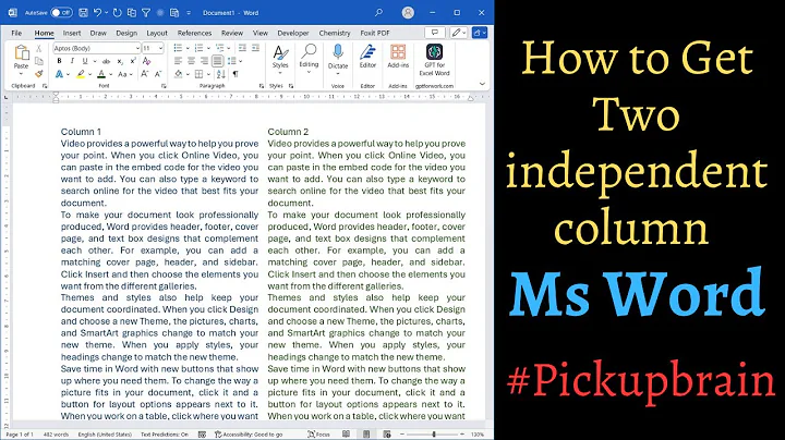 How to get two independent text columns in Ms Word