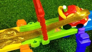 Smart Wheels City: SLIME TRACK! DIY Slime on V-Tech Go! Go! Smart Wheels Playsets