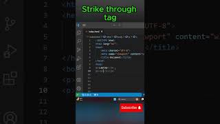 Making text strikethrough in HTML | HTML in VS code (part-10) | HTML free course #shorts #trending