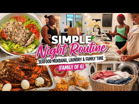 Simple Night Routine | Seafood Mukbang, Laundry & Family Time (Family of 6) | The Carter Family 
