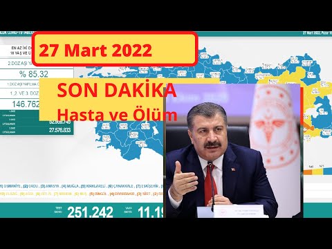 27 Mart | Korona virüs vaka sayıları tablosu | Bugünkü vaka sayısı