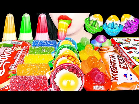 ASMR RAINBOW DESSERTS 무지개 디저트 다양 구미, 해외 간식 디저트 먹방 BEAR JELLY GUMMY KOHAKUTO EATING SOUNDS MUKBANG