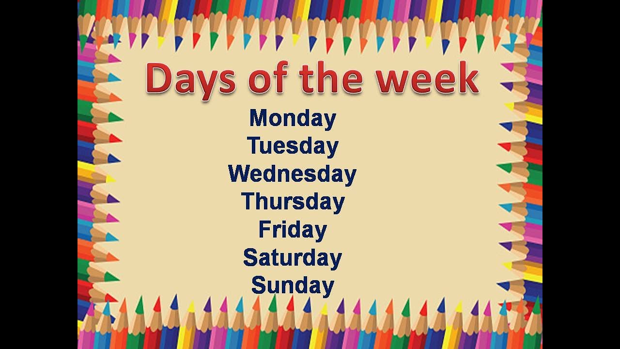 Days Of The Week Sunday To Saturday In English 7 Learn Days Of The Week Sunday To Saturday In English 7 Learn