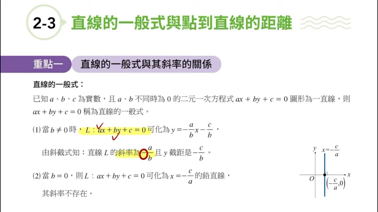 龍騰版高職數學B總複習【2-3直線距離公式】