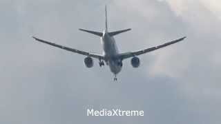 Triple Seven landing approach to Dusseldorf Airport (OMDB to EDDL)