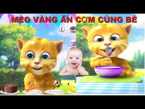 Video Hoạt hình chú mèo vàng ăn cơm cực đáng yêu| Giúp bé ăn... - youtube