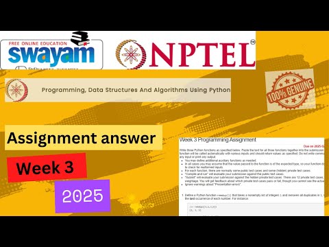 NPTEL Week 3: Programming, Data Structures & Algorithms in Python -Assignment3 Solutions#nptel2025