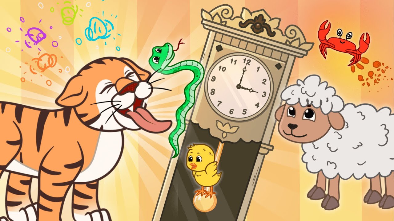 Meet the Animal Friends: Tiger, Lamb, Snake and Chick in Hickory Dickory Dock | Kids' Song
