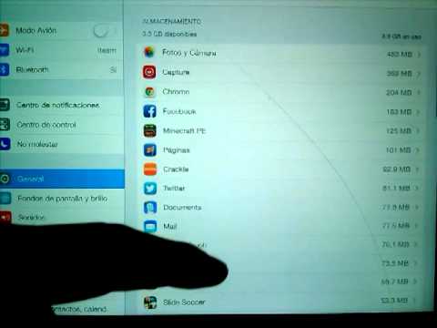 Como eliminar apps de #ipad y ver la memoria
