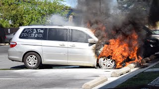 PRE ARRIVAL Working Car Fire In Secaucus Meadowlands Parkway 5-13-21