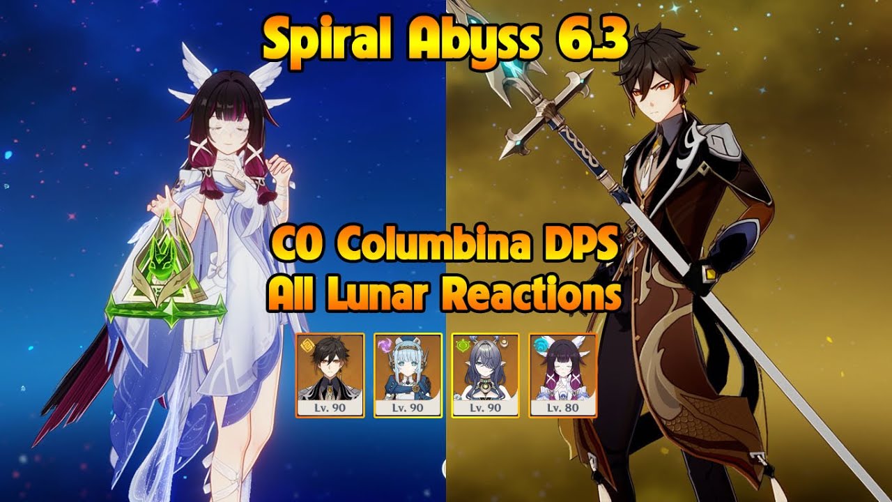 Level 80 C0 Columbina DPS All Lunar Reactions | SPIRAL ABYSS 6.3