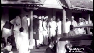 Mahatma Gandhi with associates at Bajaj Wadi, Wardha, November 1941