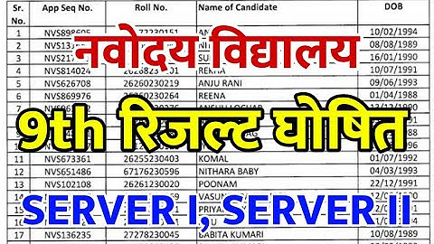 Navodaya Vidyalaya Class 9th Result 2022 | Jnv class 9th Result 2022 | Navodaya Result 2022 Class 9