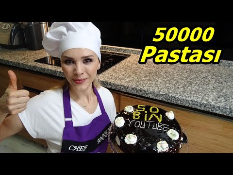 50.000 Pastası Yaptım | Çikolata Soslu Yaş Pasta Tarifi | Evde Doğum Günü Pastası Tarifi