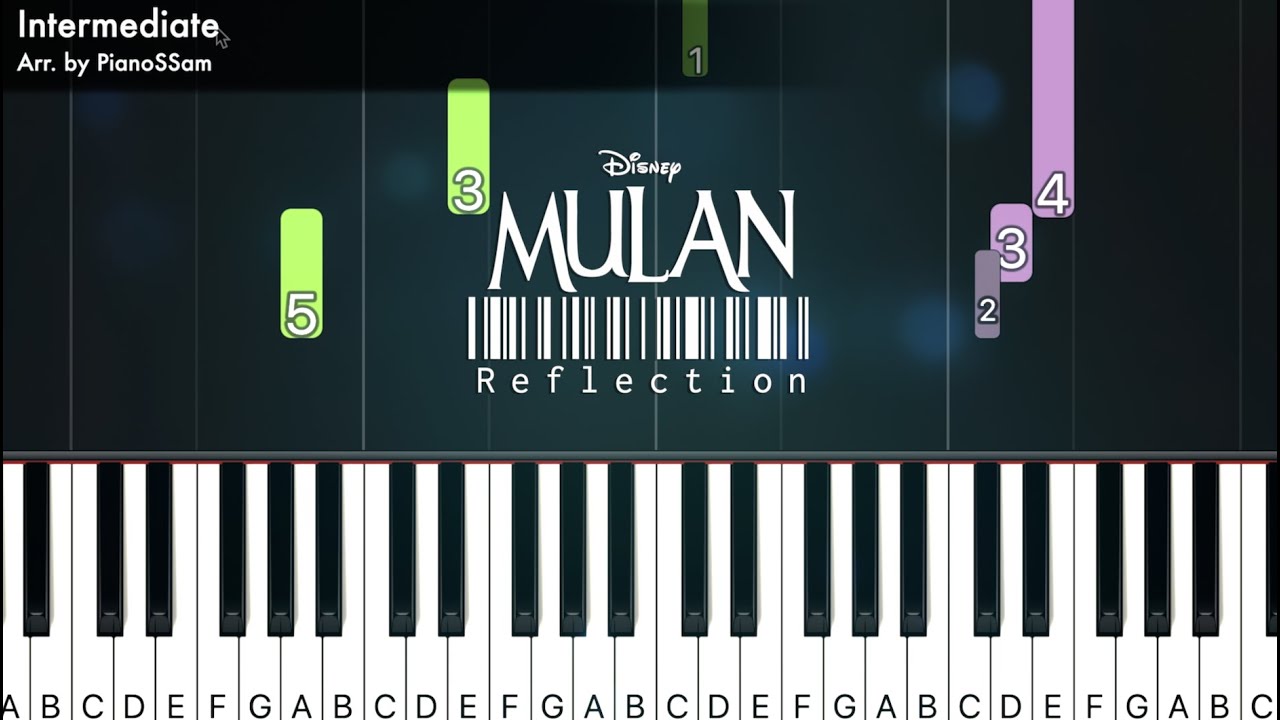 Reflection, Mulan, christina, piano, easy, tutorial, finger number, sheet, ...