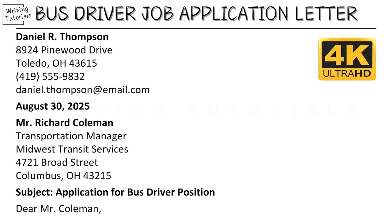 Bus Driver Job Interview Script How To Write Bus Driver Job Application Letter with Sample and ...