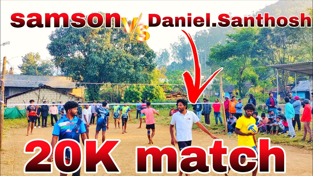 Aruku Daniel &santhosh v/s samson & Harish team 20k volleyball betting match in Dalagumadi ground 