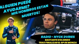 Radio - Nyck De Vries: Bastante dolorido, trás finalizar el GP de Monza. (Subtitulado) F1 radio