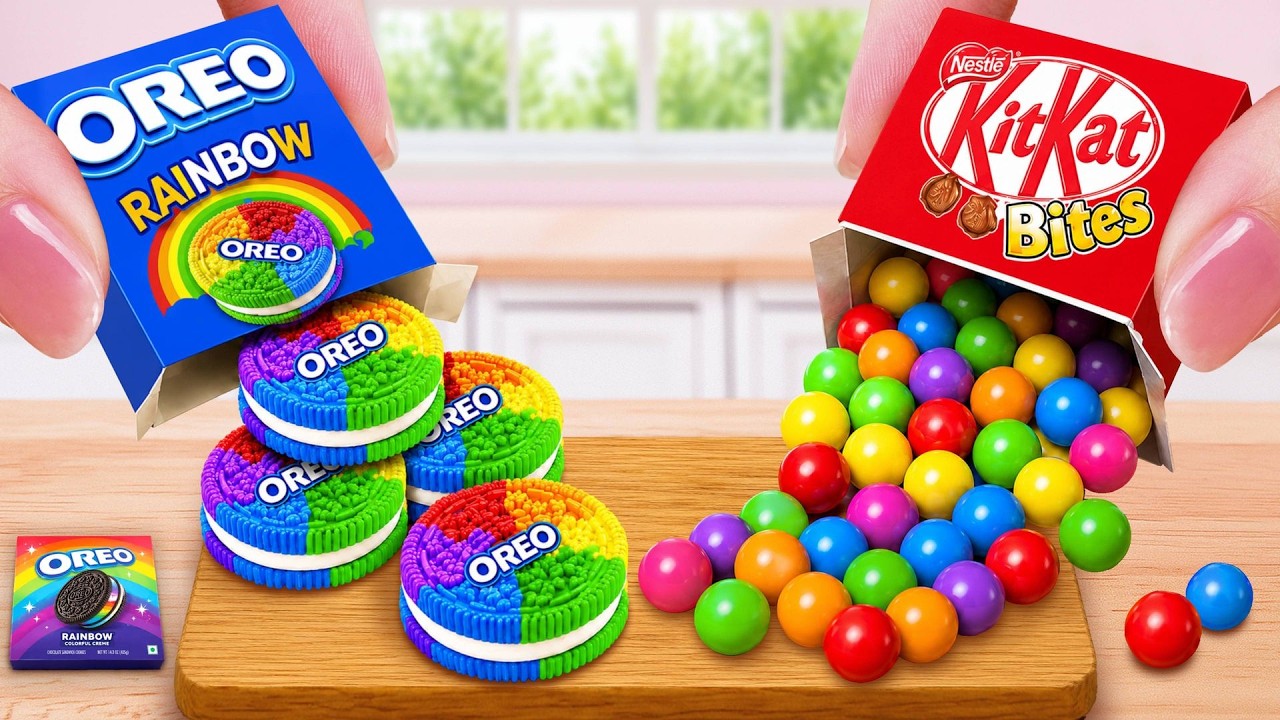 🍪 Delicious Rainbow OREO Cookie Recipe 🍫  Colorful KITKAT Chocolate Decorating | Mina Sweet Baking