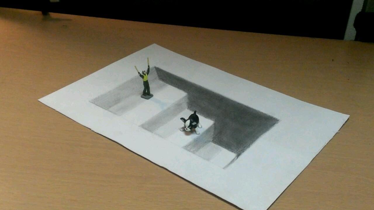 トリックアート 紙の中に階段を描く方法 3d Trick Art Youtube