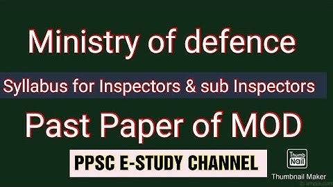 Sub Inspector Past Papers :: syllabus for MOD :: ministry of defence