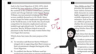 PSAT practice test 1 Question 7 module 1 Reading &amp; Writing Early in the Great Migration of 1910–1970