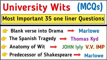 University Wits MCQs | UGC NET English | Most Expected Questions with Answers