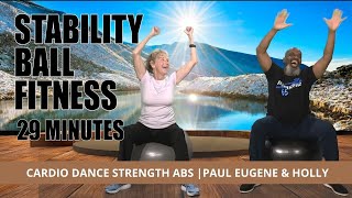 Stability Ball Fitness - Aerobics Dance Strength Abs On Swiss Ball | Seated Exercise | 29 Minutes screenshot 5